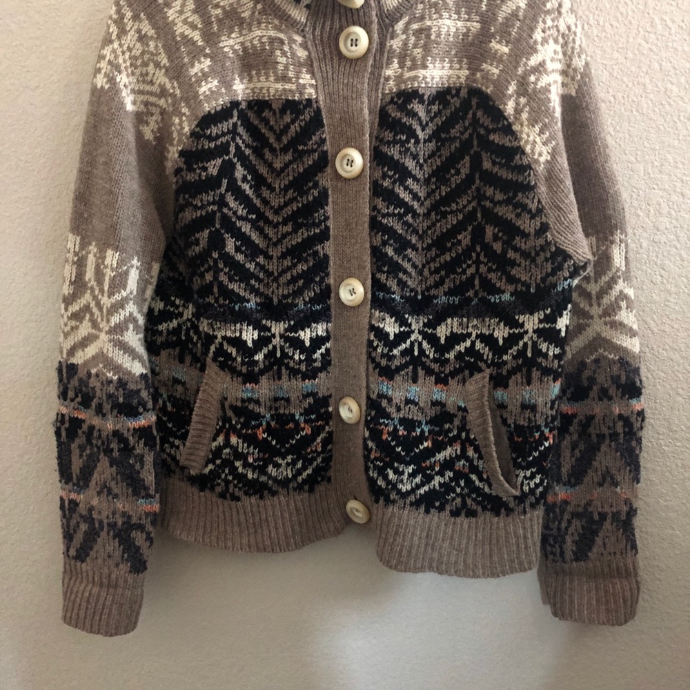 Free People Fair Isle Button Up Cardigan Sweater - Picture 4 of 5